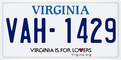 VA license plate VAH1429
