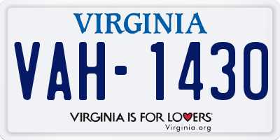 VA license plate VAH1430