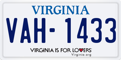 VA license plate VAH1433