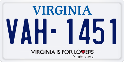 VA license plate VAH1451