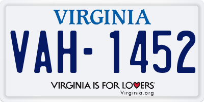 VA license plate VAH1452
