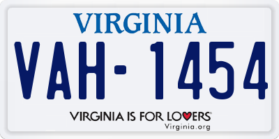 VA license plate VAH1454