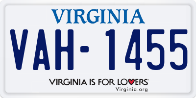 VA license plate VAH1455