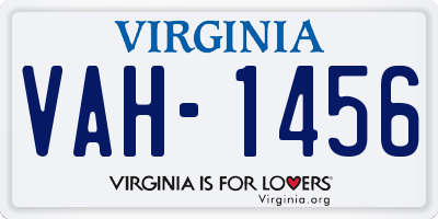VA license plate VAH1456