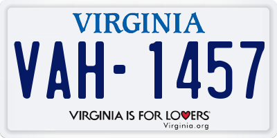 VA license plate VAH1457