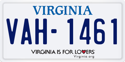 VA license plate VAH1461