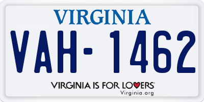 VA license plate VAH1462