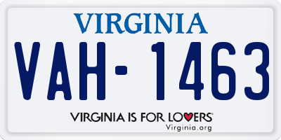 VA license plate VAH1463
