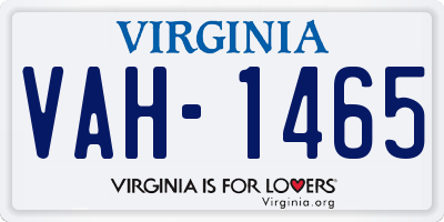 VA license plate VAH1465