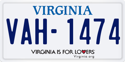 VA license plate VAH1474
