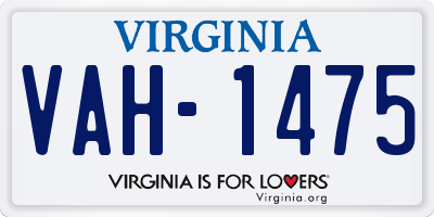 VA license plate VAH1475