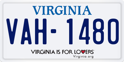 VA license plate VAH1480