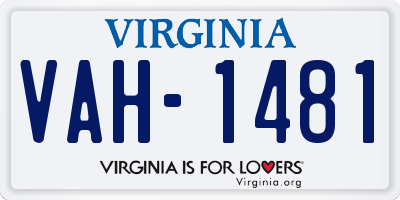 VA license plate VAH1481