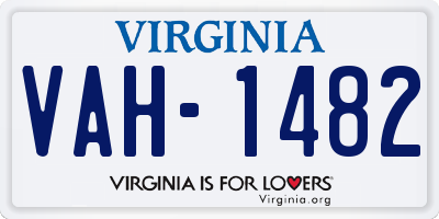 VA license plate VAH1482