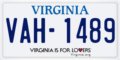 VA license plate VAH1489
