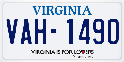VA license plate VAH1490