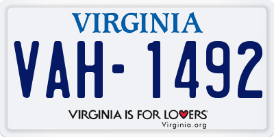 VA license plate VAH1492