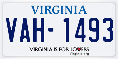 VA license plate VAH1493