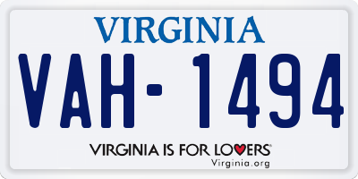 VA license plate VAH1494
