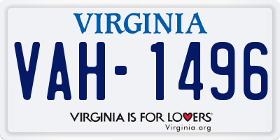VA license plate VAH1496