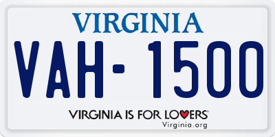 VA license plate VAH1500