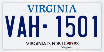 VA license plate VAH1501