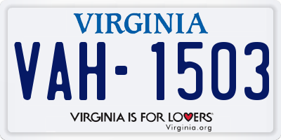 VA license plate VAH1503