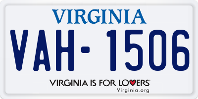 VA license plate VAH1506