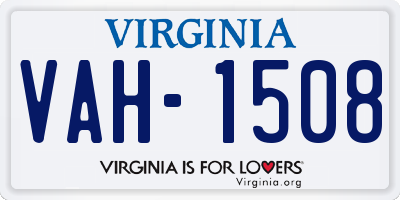 VA license plate VAH1508