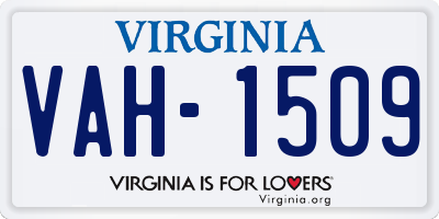 VA license plate VAH1509
