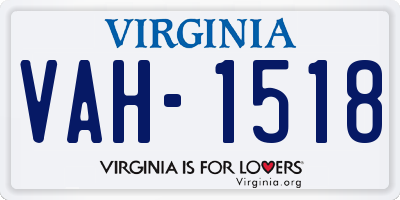 VA license plate VAH1518
