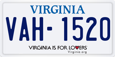 VA license plate VAH1520