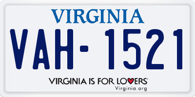 VA license plate VAH1521