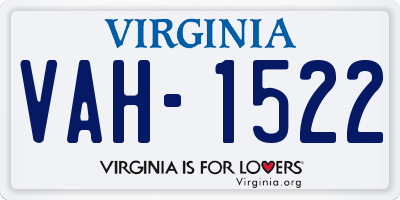 VA license plate VAH1522
