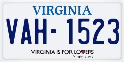 VA license plate VAH1523