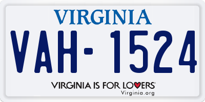VA license plate VAH1524