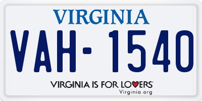 VA license plate VAH1540
