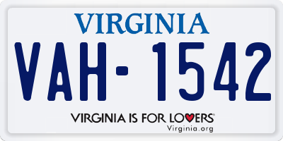 VA license plate VAH1542