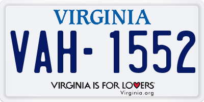 VA license plate VAH1552