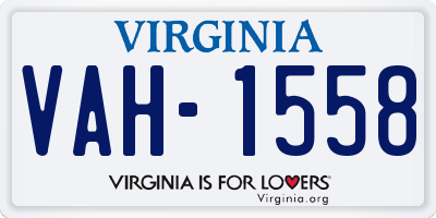 VA license plate VAH1558
