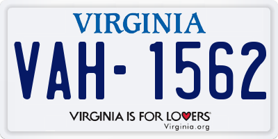 VA license plate VAH1562