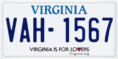 VA license plate VAH1567