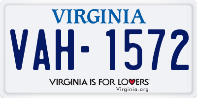VA license plate VAH1572