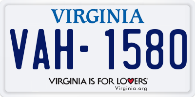 VA license plate VAH1580