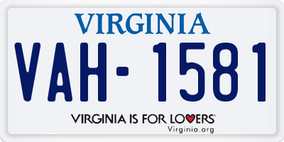 VA license plate VAH1581