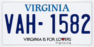 VA license plate VAH1582