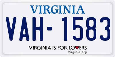 VA license plate VAH1583