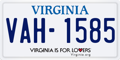 VA license plate VAH1585