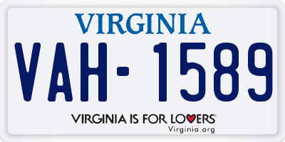 VA license plate VAH1589