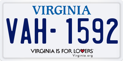 VA license plate VAH1592